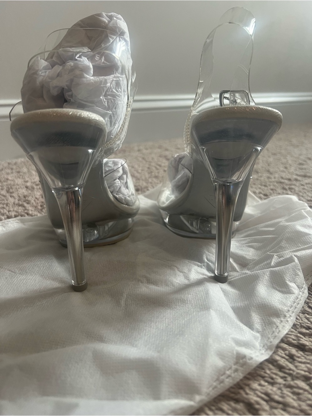 White Clear Strap Platform Sandals - Fitness Competition - Picture 6 of 6